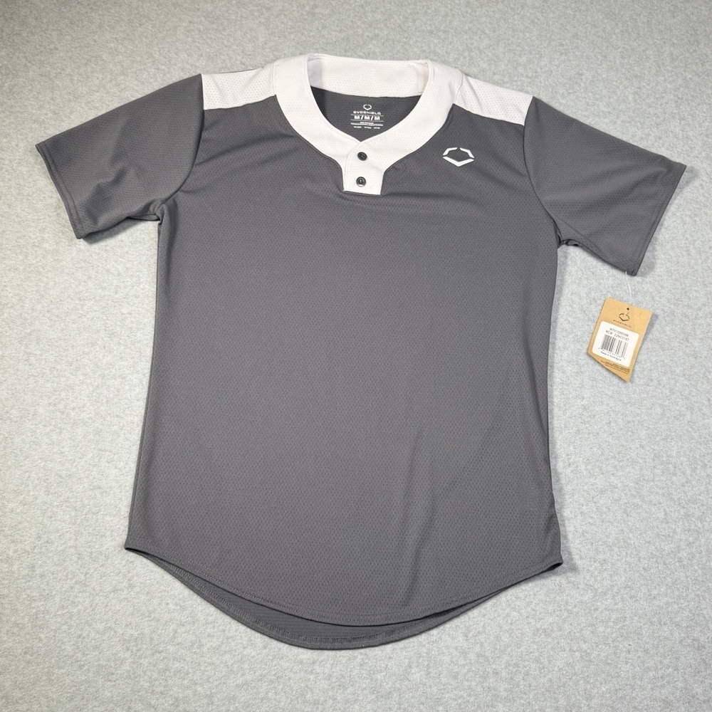 New EvoShield 2 Button Mesh Short Sleeve Jersey Shirt Charcoal Men's Medium